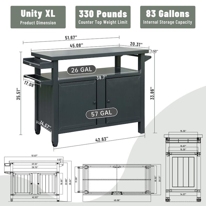 Metal grill table top